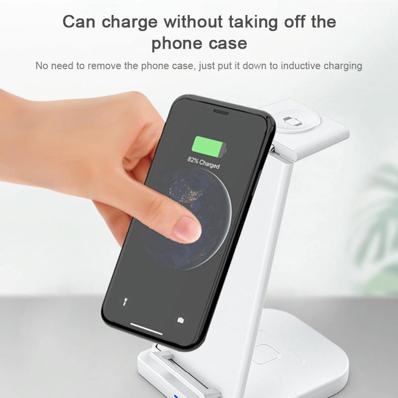 3 In 1 Foldable Charging Stand For Iphones Apple Watch And Airpods - White
