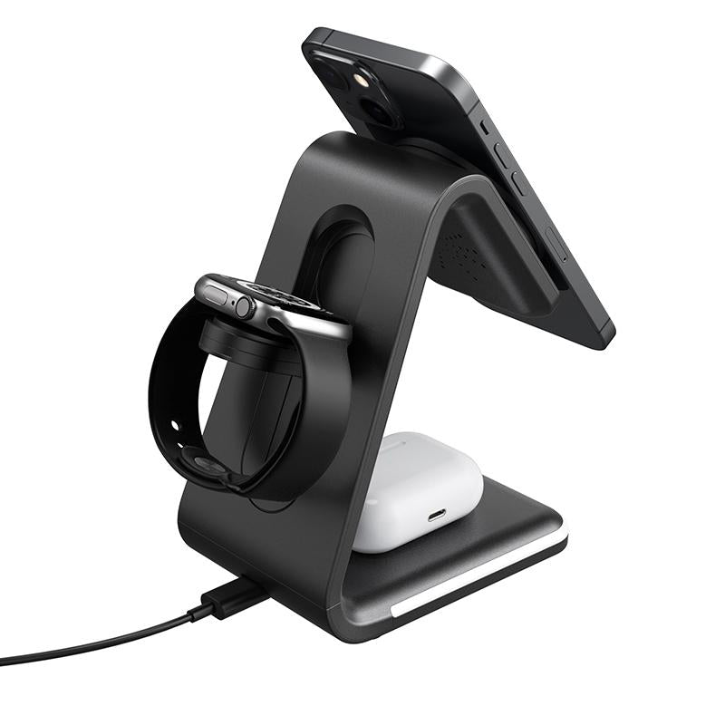 3 In 1 Magnetic Wireless Vertical Charger - White