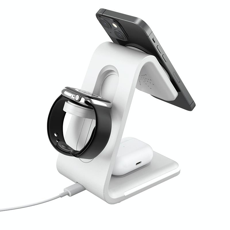 3 In 1 Magnetic Wireless Vertical Charger - White