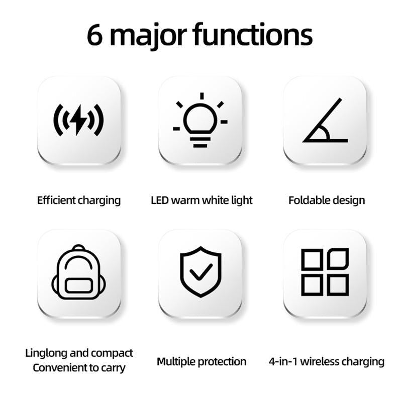 15W 4 In 1 Foldable Magnetic Wireless Charger - White