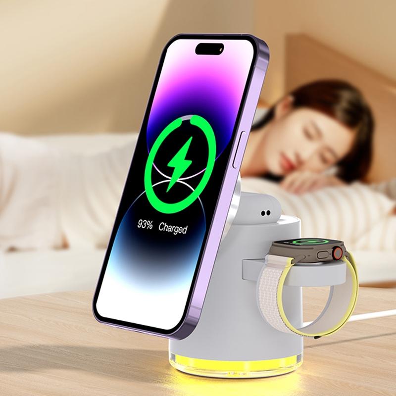 15W 4 In 1 Foldable Magnetic Wireless Charger - White