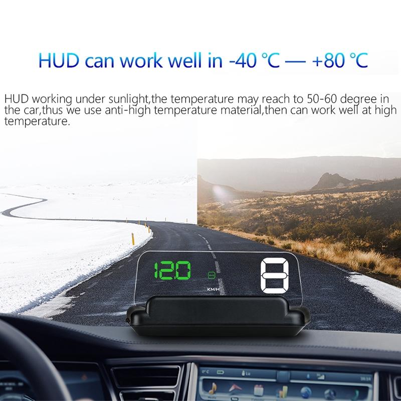 Virtual Hd Car Hud Display Speed Rpm Water Temp Oil Consumption Distance / Time Voltage Over Speed Alarm - White
