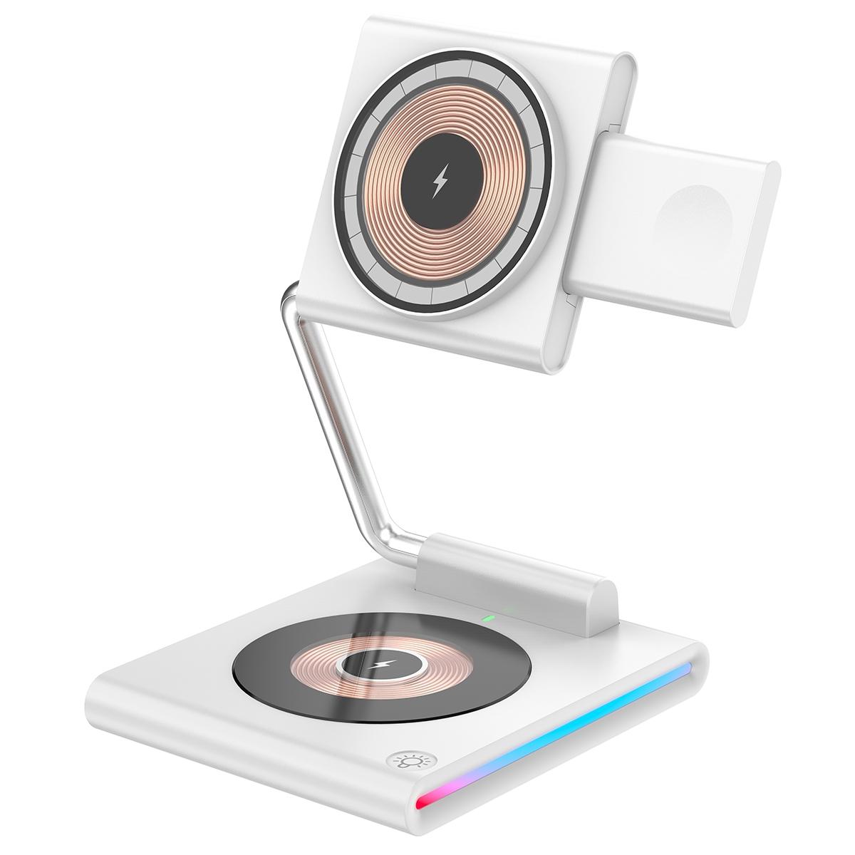 15W Foldable Magnetic Wireless Charger - White