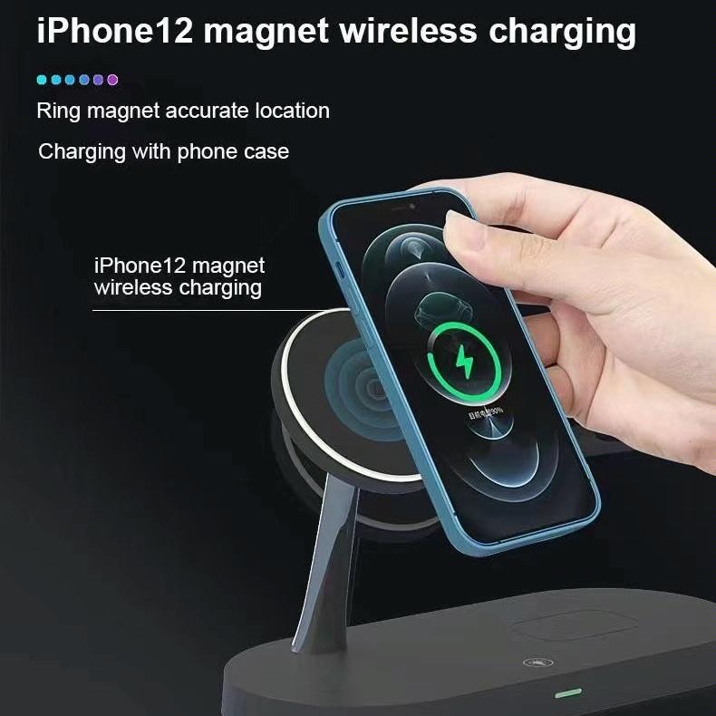 15W 5 In 1 Magnetic Wireless Charger For Iphone 12 & Apple Watch & Airpods - White