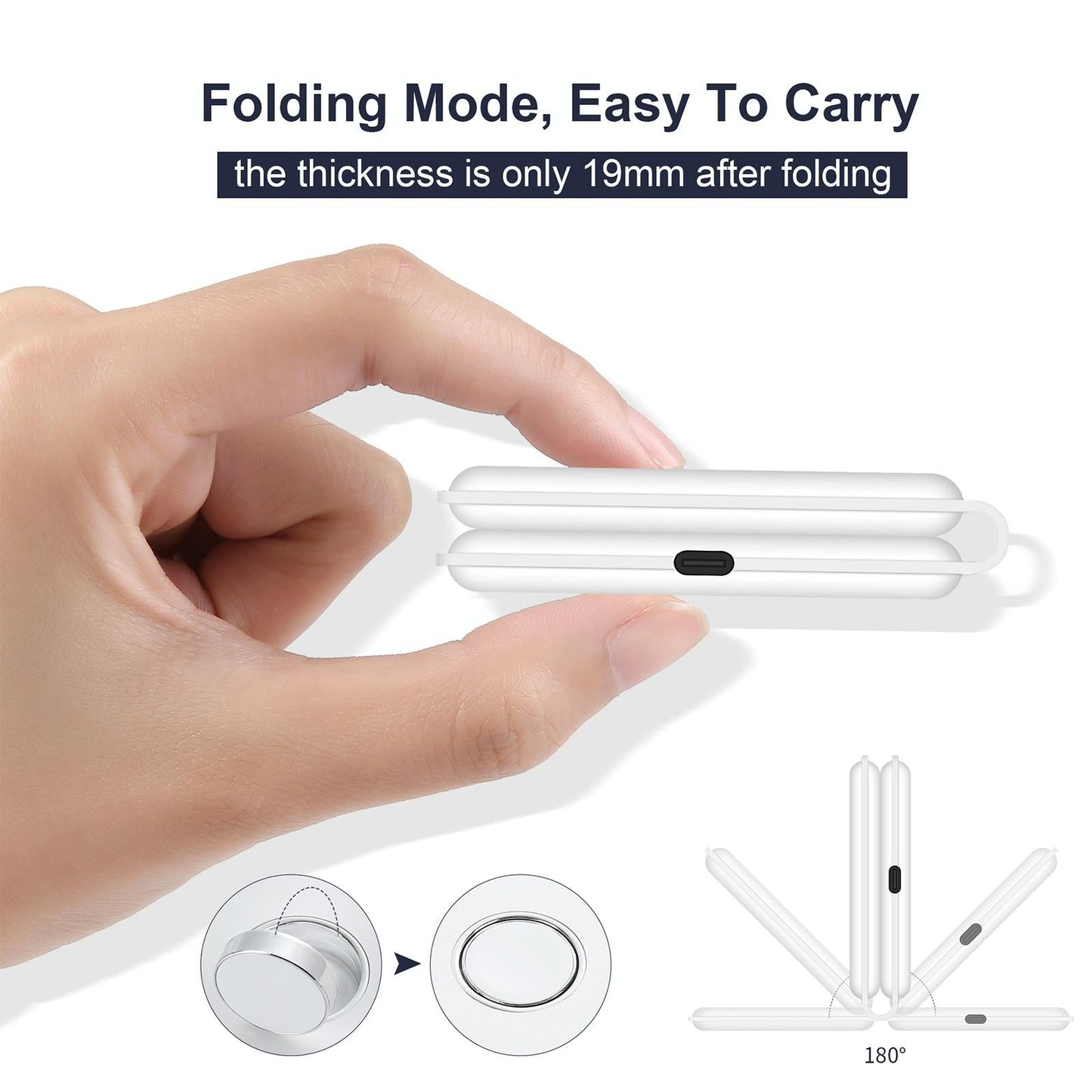 Foldable Dual Wireless Charger For Phones Iwatch Airpods - White