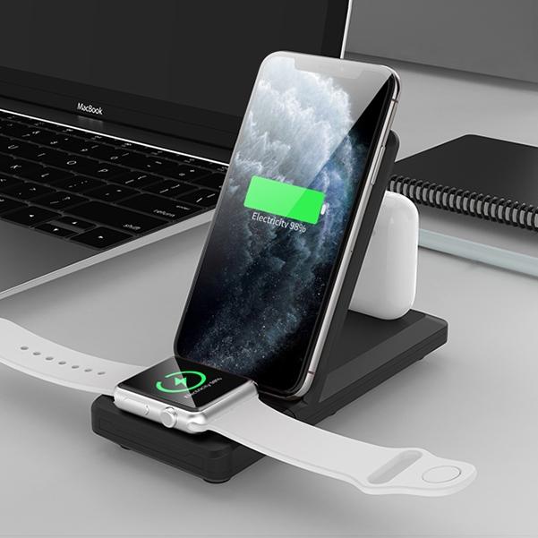 3 In 1 Foldable Wireless Charger For Iphone Iwatch Airpods - White