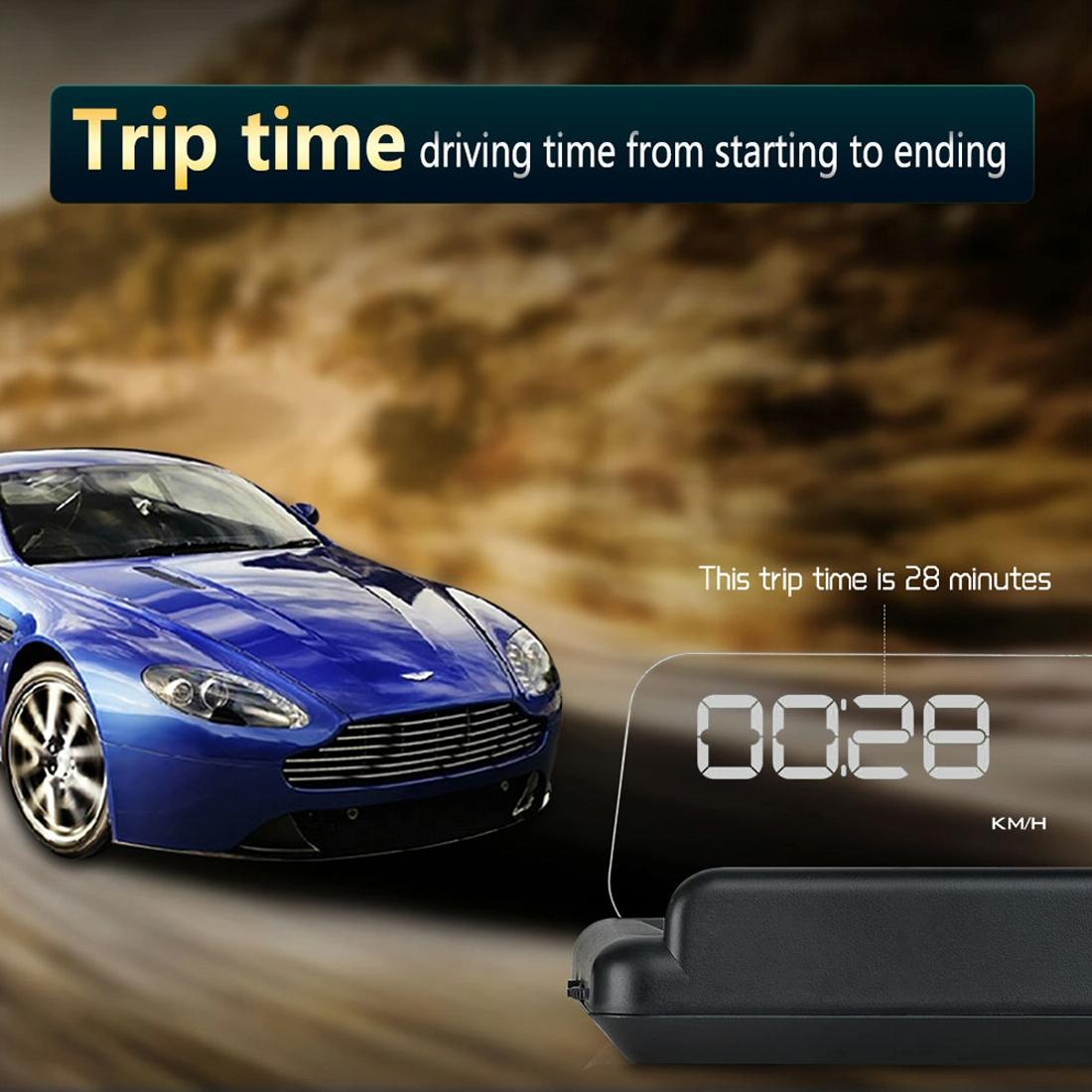 Virtual Hd Reflection Board Car Gps Hud Speed & Distance Display Over / Under Speed & Voltage Alarm Fatigue Driving - Blue