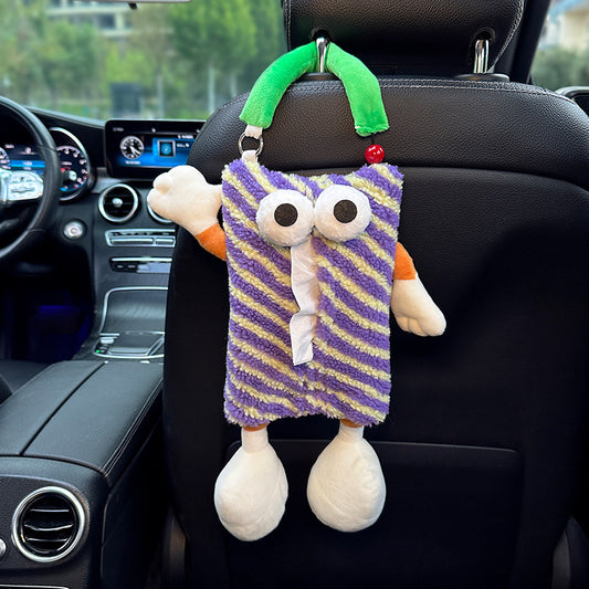Purple Striped Tissue Holder for Car - Fun Design