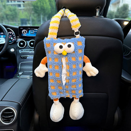 Blue Striped Tissue Holder for Car - Fun Design
