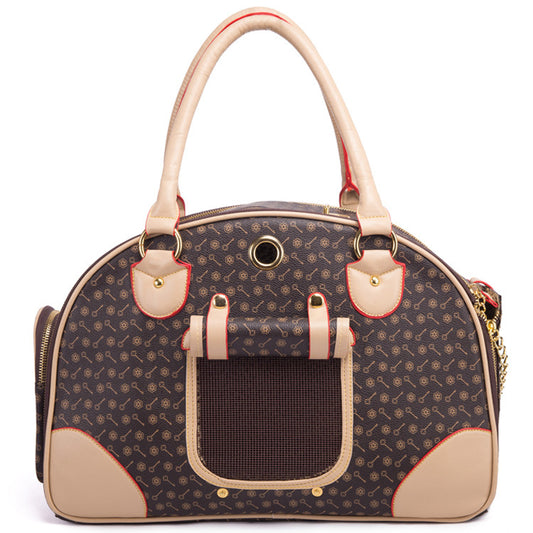 Portable Pet Travel Bag - Anti-Crush Dog Carrier for Outdoor Trips (L-42x29x18cm, Coffee Color)