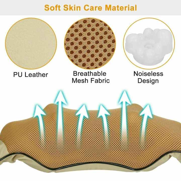 Blue Portable Kneading Neck and Shoulder Massager with Heat - Four-Button Design, USB Charging