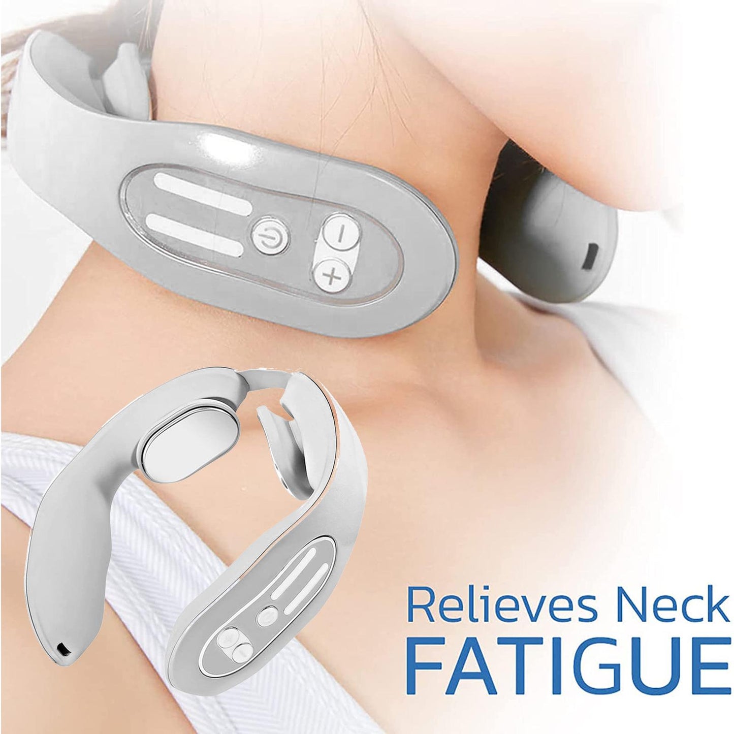 Gray 12-Level Intelligent Neck Massager with Heating Function - Pain Relief and Relaxation