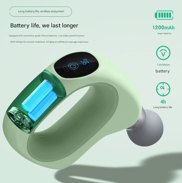 Green Handheld Massage Gun - Compact and Portable, Adjustable Speed for Muscle Relief