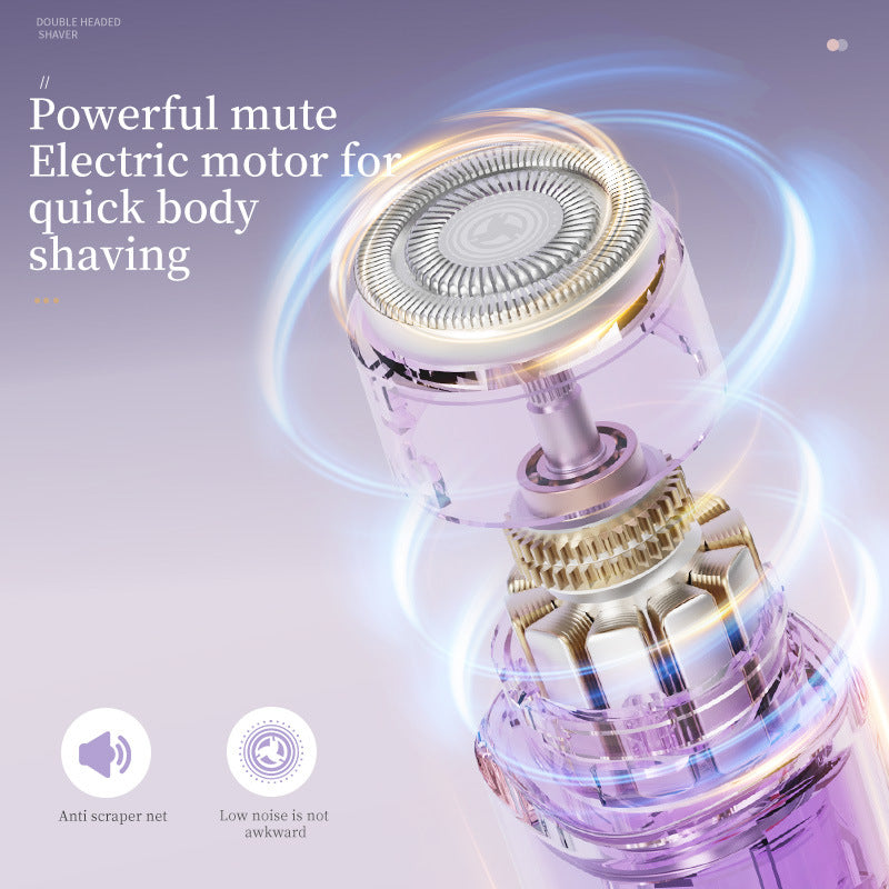 Gradient Pink Double-Headed Hair Removal Trimmer - Precision Shaving & Shortening with Type-C Charging