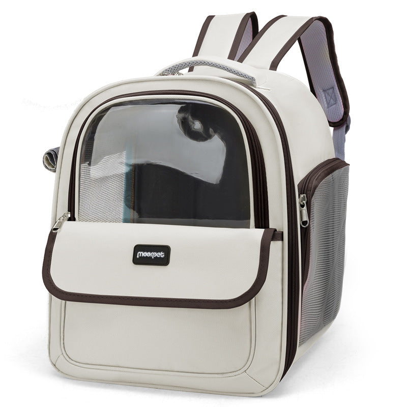 Coffee Pet Carrier Backpack - Space Capsule Design for Cats & Small Dogs