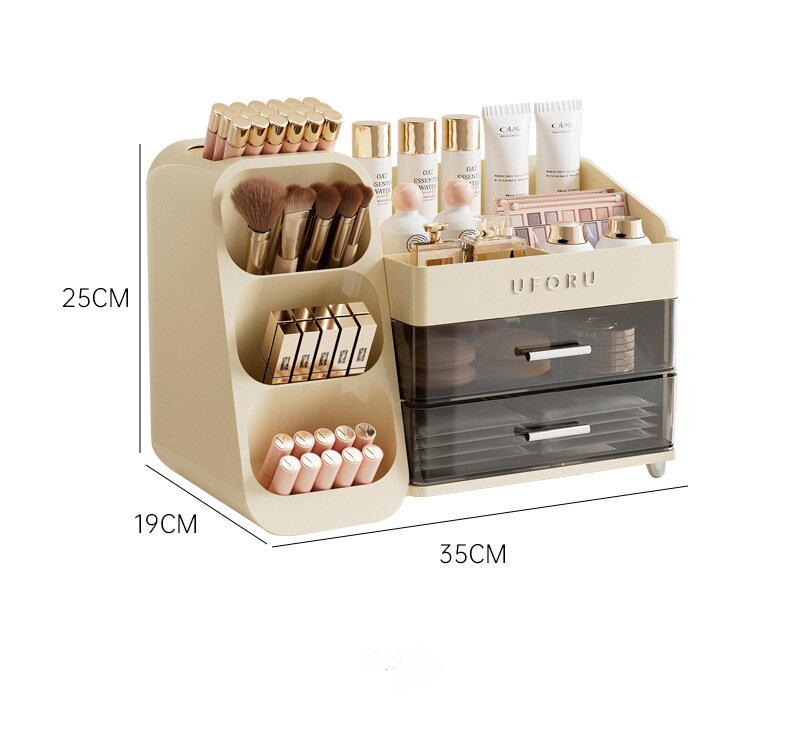 Spacious Cosmetic Organizer - Multi-Functional Vanity Storage for Lipsticks & Skincare (35x19x25cm)