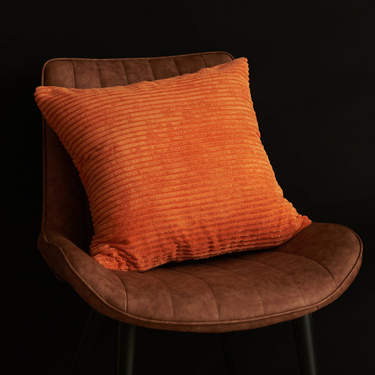 Orange Set of 4 Corduroy Pillow Covers - Solid Color Minimalist Throw Cushion Covers - 45x45cm (Pillow Inserts are NOT Included)