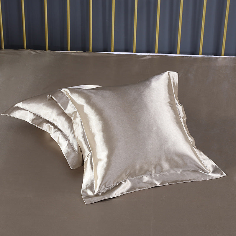 Champagne Gold 2 PCS Faux Silk Pillow Covers - Cooling Ice Silk Satin Cushion Covers - 45x45cm