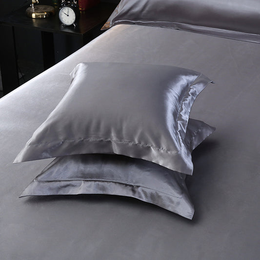 Silver 2 PCS Faux Silk Pillow Covers - Cooling Ice Silk Satin Cushion Covers - 45x45cm