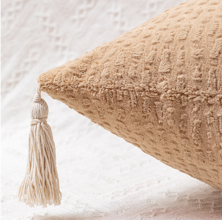 Navy Blue Pillow Covers - Tassel Accent Cushion Covers - 45x45cm (Set of 2)