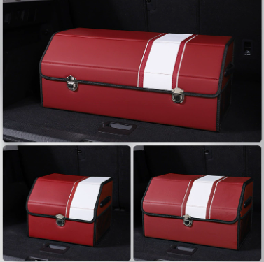 Extra Large Wine red-white Foldable Car Trunk Storage Box - Large Capacity Insertable Rear Organizer