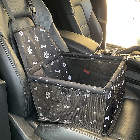 Black bone print Portable Pet Car Seat for Dogs and Cats - Adjustable Car Seat Cover, Pet Travel Car Carrier with Safety Belt