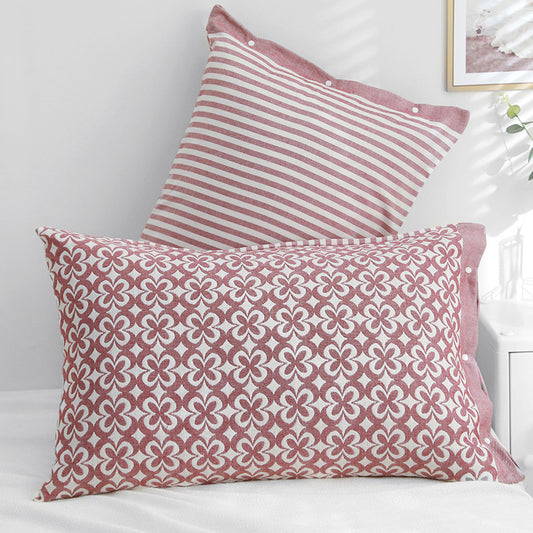 Pink petals Snap-On Cotton Gauze Pillowcase Set - Full Coverage, Non-Slip, Easy Closure (One pair without pillow core)