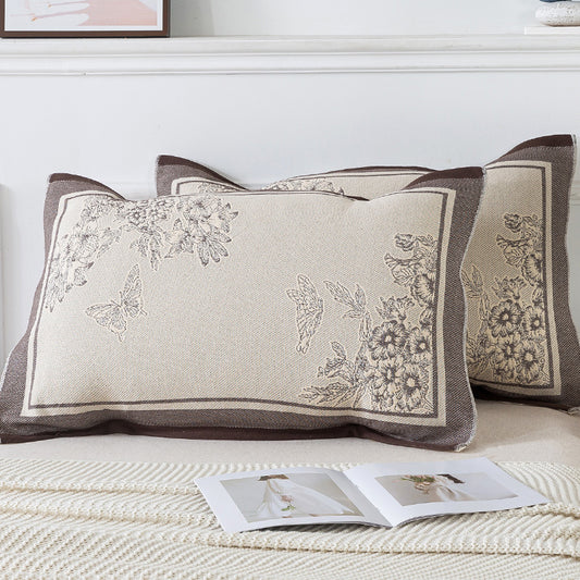 Pair of Butterfly pattern Tied Cotton Gauze Pillow Cover - Secure Fit, Premium Comfort (Insert Not Included)