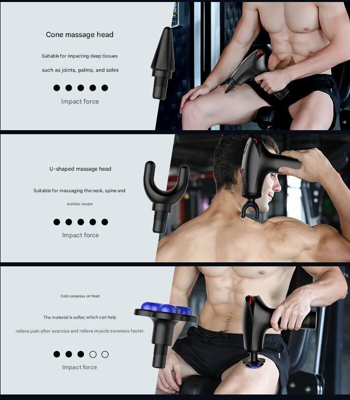 Gray Fitness Muscle Relief Gun - Mini, Cold Pack, LED Display