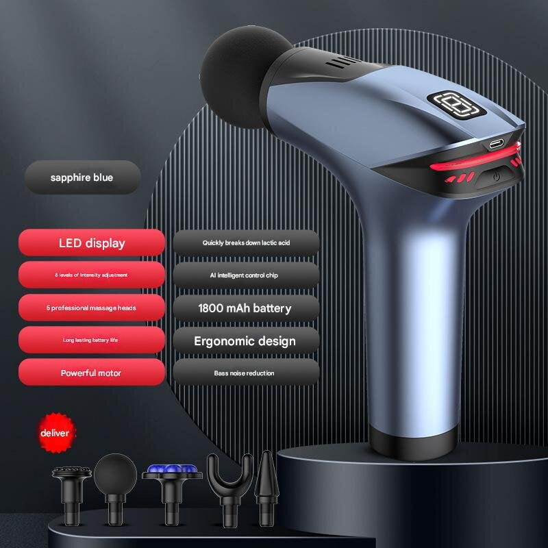 Blue Fitness Muscle Relief Gun - Mini, Cold Pack, LED Display