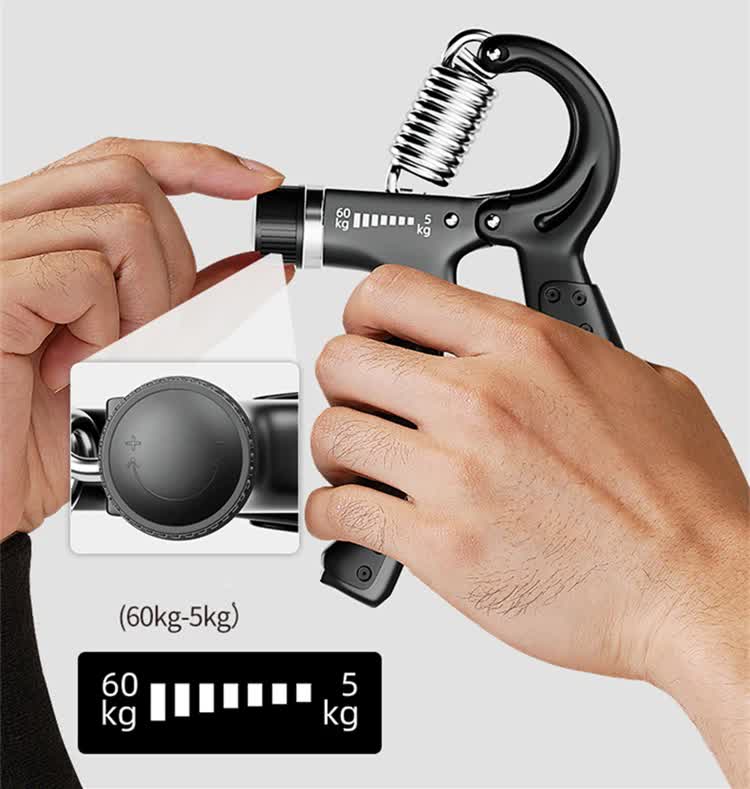 Blue 5-Piece Hand Grip Strength Training Set - Adjustable Grip Exerciser, Silicone Grip Rings & Grip Ball