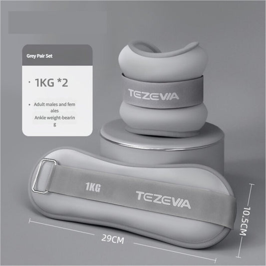 Grey Adjustable Weighted Leg & Wrist Sandbag Set - 1kg Each for Fitness, Running, and Dance Training