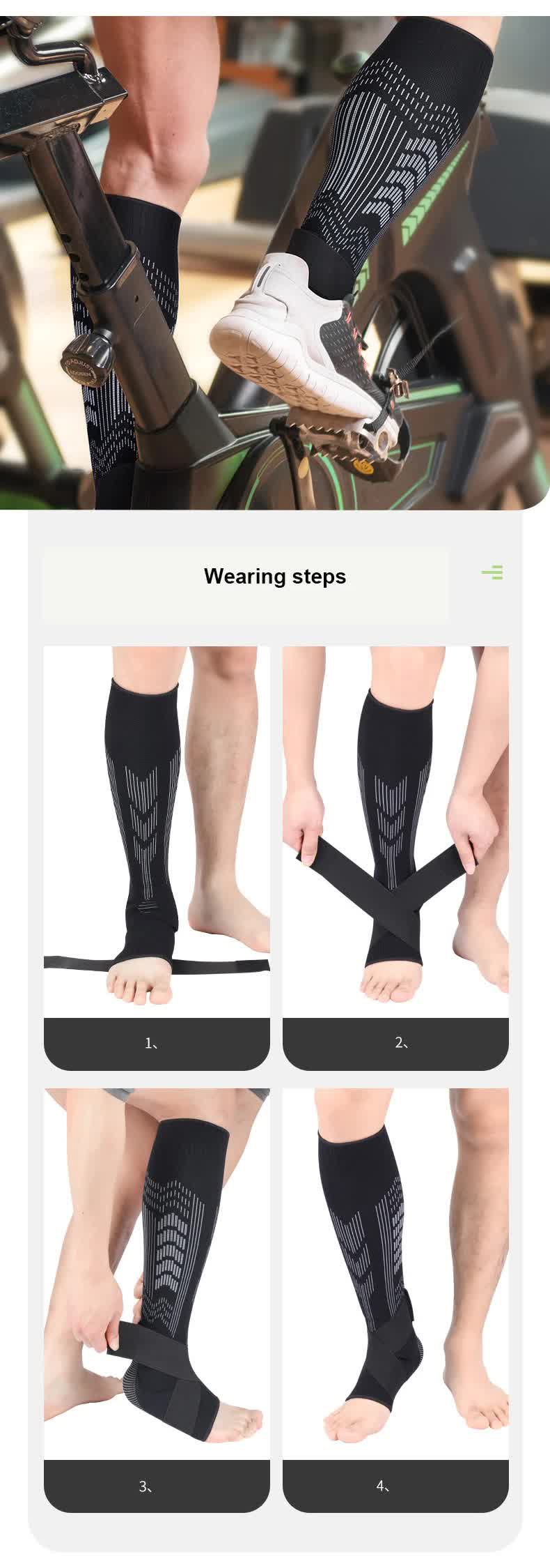 Size XL 1 Pair Black Compression Calf Sleeves for Sports - Adjustable Support for Running, Soccer, Hiking & More