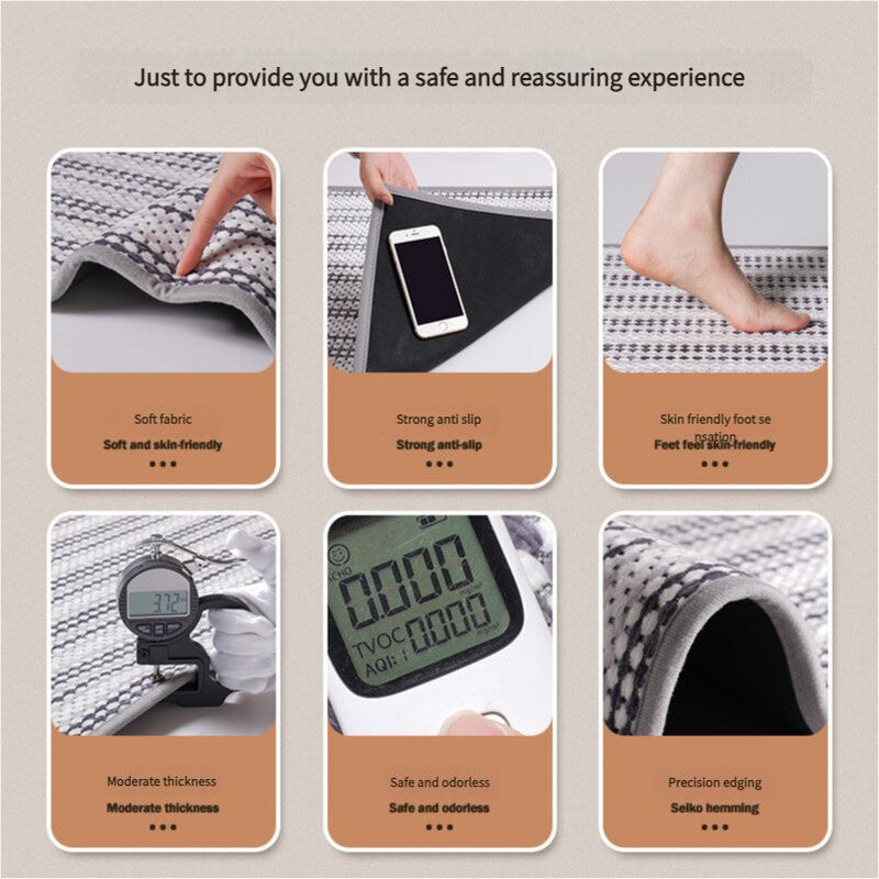 Brown Safe & Dry Bathroom Mat - Non-Slip Absorbent Bath Rug 40x60cm