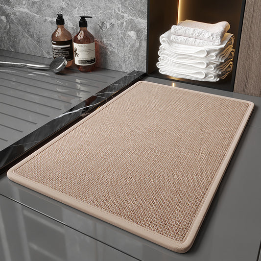 Brown Quick Dry Bathroom Rug - Non-Slip PVC Foam, Super Absorbent, 50x80cm