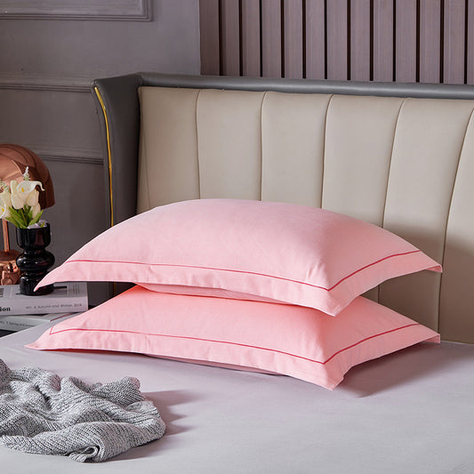 Light Pink Pure Cotton Flannel Pillowcase Set - Soft, Thickened, Solid Color (Pair, 48x74cm)