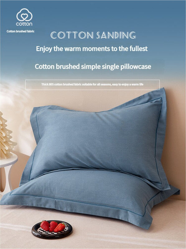 Light Pink Pure Cotton Flannel Pillowcase Set - Soft, Thickened, Solid Color (Pair, 48x74cm)