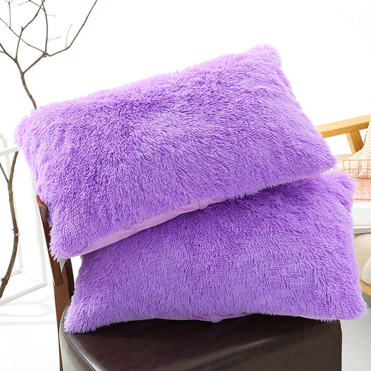 Purple Faux Fur Pillowcase Set - Crystal Velvet Plush Throw Pillow Covers, Bedding Accent (50x70cm, Pair)