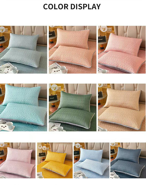 Light Blue Cooling latex texture Pillowcase Set - Latex Feeling, Solid Color, 48x74cm (Pair)