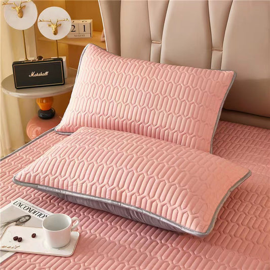 Pink Cooling latex texture Pillowcase Set - Latex Feeling, Solid Color, 48x74cm (Pair)