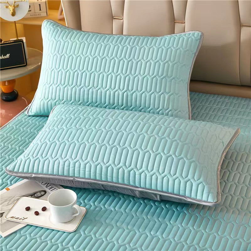 Mint Blue Cooling latex texture Pillowcase Set - Latex Feeling, Solid Color, 48x74cm (Pair)