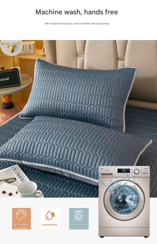 Mint Blue Cooling latex texture Pillowcase Set - Latex Feeling, Solid Color, 48x74cm (Pair)