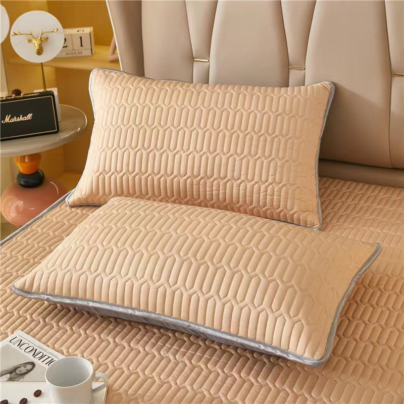 Light Orange Cooling latex texture Pillowcase Set - Latex Feeling, Solid Color, 48x74cm (Pair)