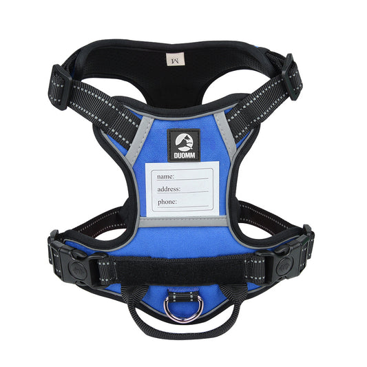 Size L Blue Reflective No-Pull Dog Harness - Adjustable & Durable for Large Breeds, Anti-Escape Design