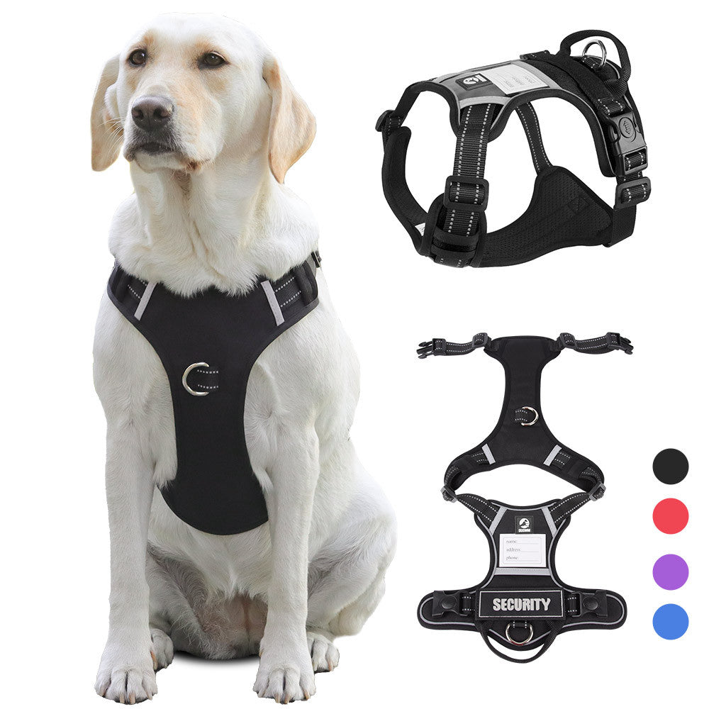 Size L Blue Reflective No-Pull Dog Harness - Adjustable & Durable for Large Breeds, Anti-Escape Design