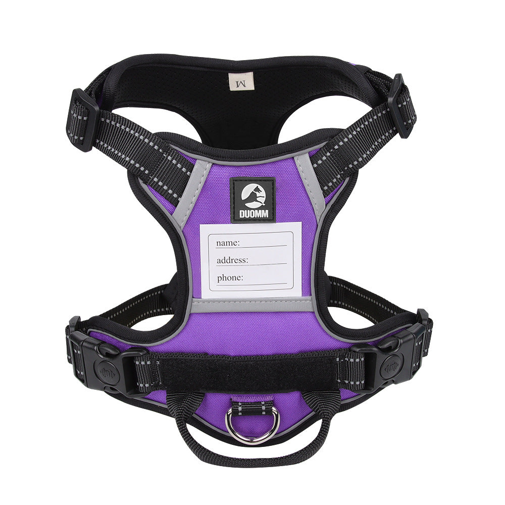 Size L Purple Reflective No-Pull Dog Harness - Adjustable & Durable for Large Breeds, Anti-Escape Design