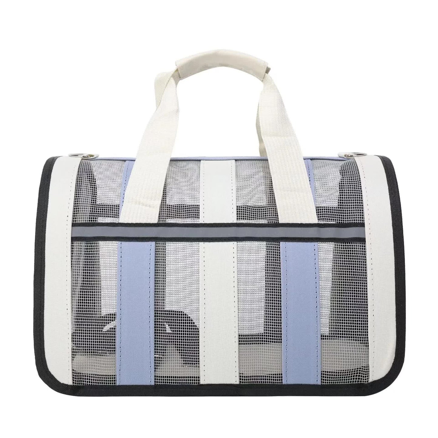 Size S Blue And White Foldable Pet Carrier Bag - Lightweight, Breathable, and Spacious for All Seasons