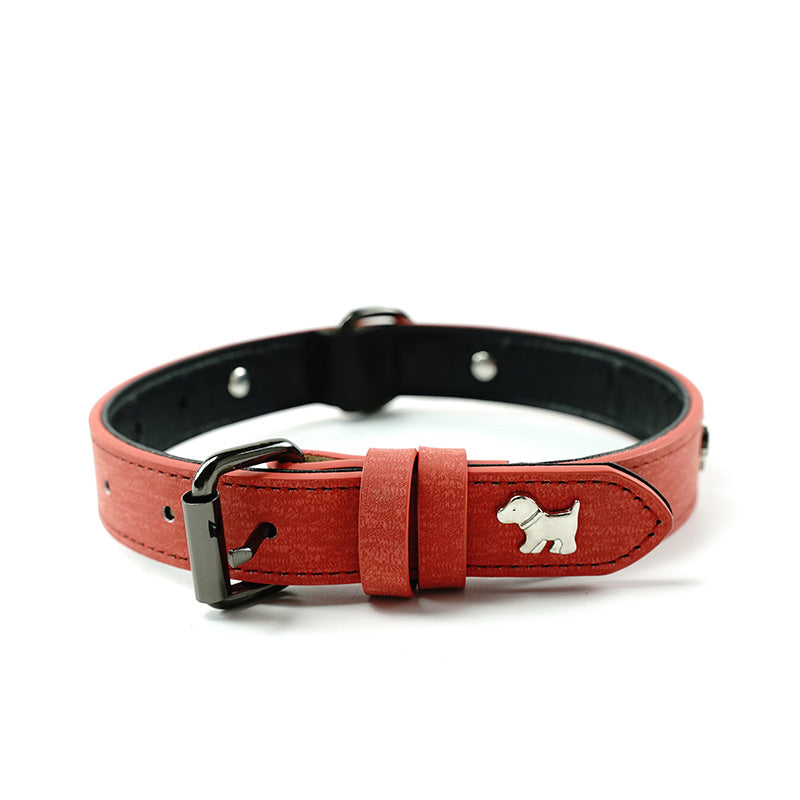 2 PCS Red Soft Leather Dog Collar - Adjustable & Durable for Medium/Large Dogs M-(58*2.5cm)