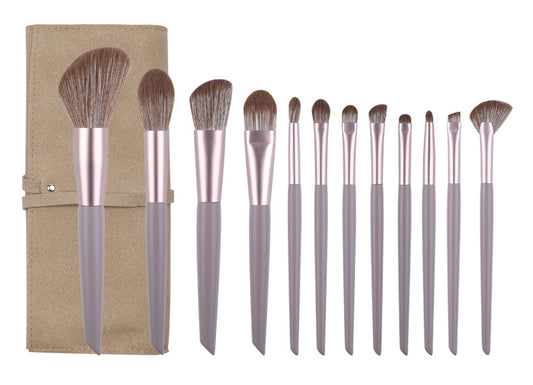 Brown Professional 12 Piece Makeup Brush Kit - Soft Synthetic Brushes for Face & Eyes