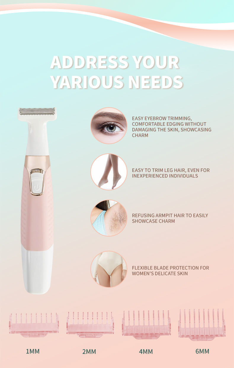 Pink Electric Shaver for Women - USB Rechargeable, Painless Hair Removal